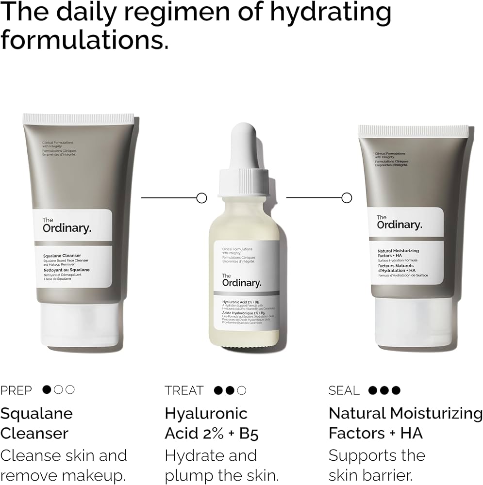 The Ordinary The Daily Set , Cleanser, Hyaluronic Acid 2% + B5, and Natural Moisturizing Factors + HA
