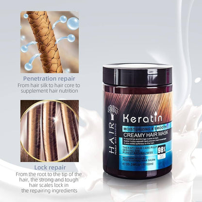 Moisturizing & Smooth Keratin Creamy Hair Mask (1000ML)