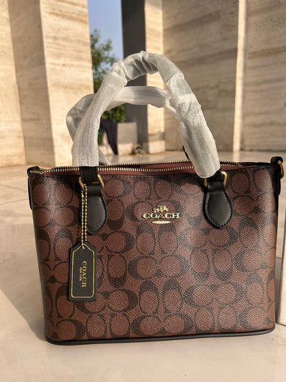 COACH Bag - Gallery Tote Bag In Signature Canvas- Dark Tan Brown