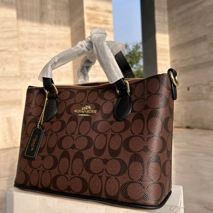 COACH Bag - Gallery Tote Bag In Signature Canvas- Dark Tan Brown